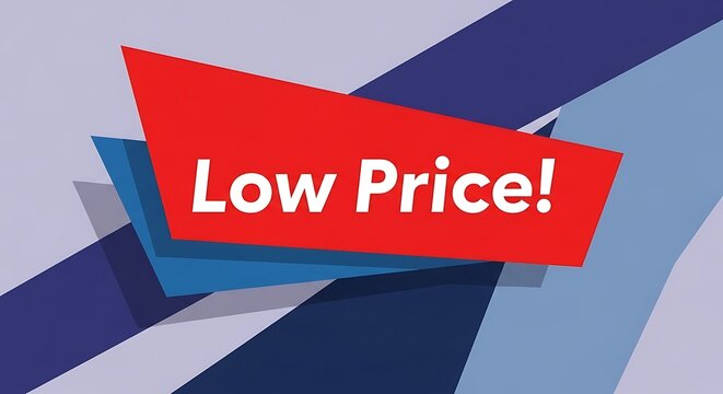 Discounted product promotion banner with geometric shapes background