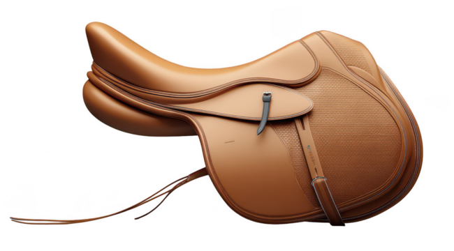 Tan leather riding saddle