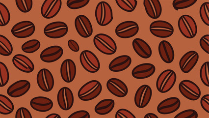 Obraz premium Brown coffee beans pattern on a brown background vector illustration