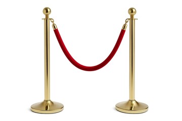Elegant red rope barrier for event entrance and crowd control.