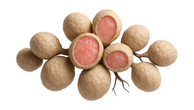 Cluster of nitrogen-fixing nodules with lumpy texture and pinkish interior