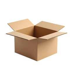 An open empty cardboard box isolated on transparent background