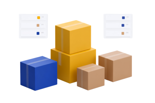 Packing and shipping process warehouse product photography indoor aerial view logistics efficiency