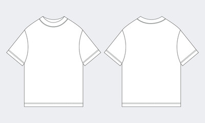 Short sleeve t shirt technical fashion flat sketch vector illustration template front and back views.