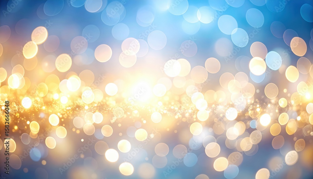 Aufkleber abstract golden light flares brightly creating beautiful bokeh patterns against a soft blue dreamy b