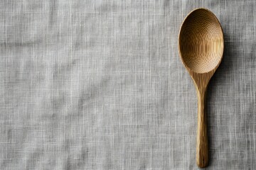 Wooden Spoon on Neutral Textured Background for Cooking and Kitchen Decor