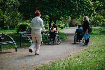 A community gathering featuring people socializing and enjoying a lovely day in the park, fostering...