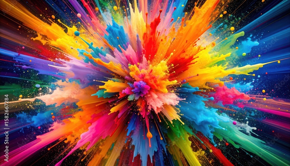 Poster a vibrant explosion of diverse colors creates an abstract and dynamic display, blending together in 