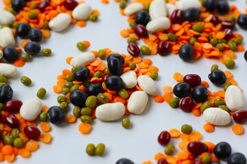 Colorful mixed beans and lentils, packed with plant-based protein and fiber