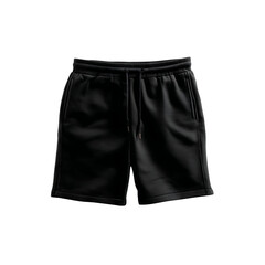 Black shorts isolated on a transparent background, in a PNG format