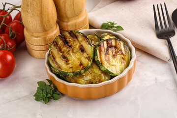 Vegan cuisine Grilled zucchini slices
