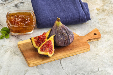 Purple ripe fig with cut