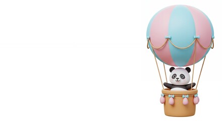 Obraz premium Panda in pastel hot air balloon