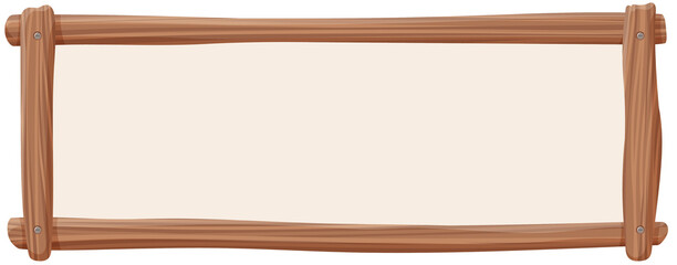 Rustic Hand-Drawn Wooden Frame Banner with Natural Driftwood PNG