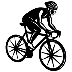 Cyclist riding bicycle black silhouette vector illustration