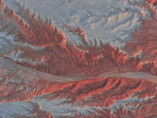 the danxia landform of Gansu, China with drone view