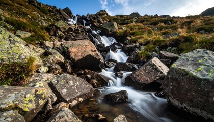 Obraz premium Mountain stream cascading over rocks (2)