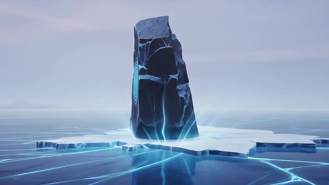 Mystic Ice Floe: Glowing Rune Stone