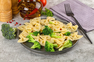 Italian pasta farfalle with broccoli