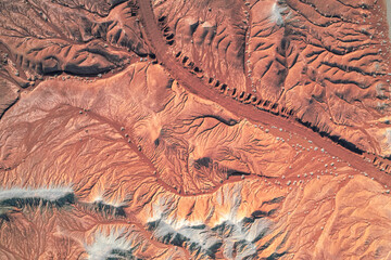 the danxia landform of Gansu, China with drone view
