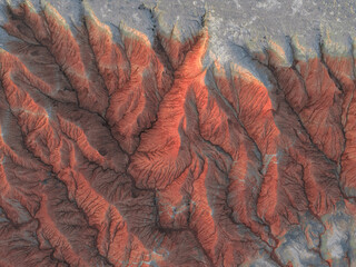 the danxia landform of Gansu, China with drone view