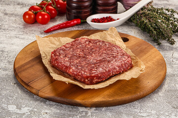 Raw beef burger cutlet for grill
