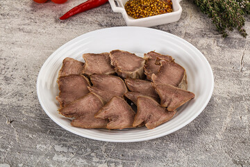 Sliced boiled pork tongue snack
