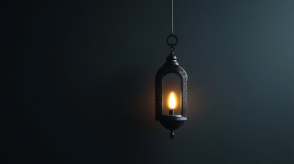 Darkened room with hanging lantern
