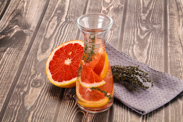Fresh homemade orange grapefruit with mint