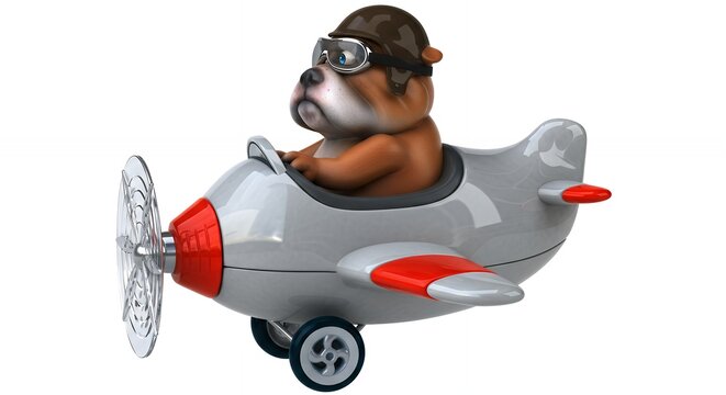 Dog pilot cartoon airplane