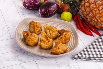Tibetian fried momo stuffed dumplings