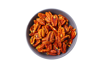 Delicious salted pecan nuts scattered.