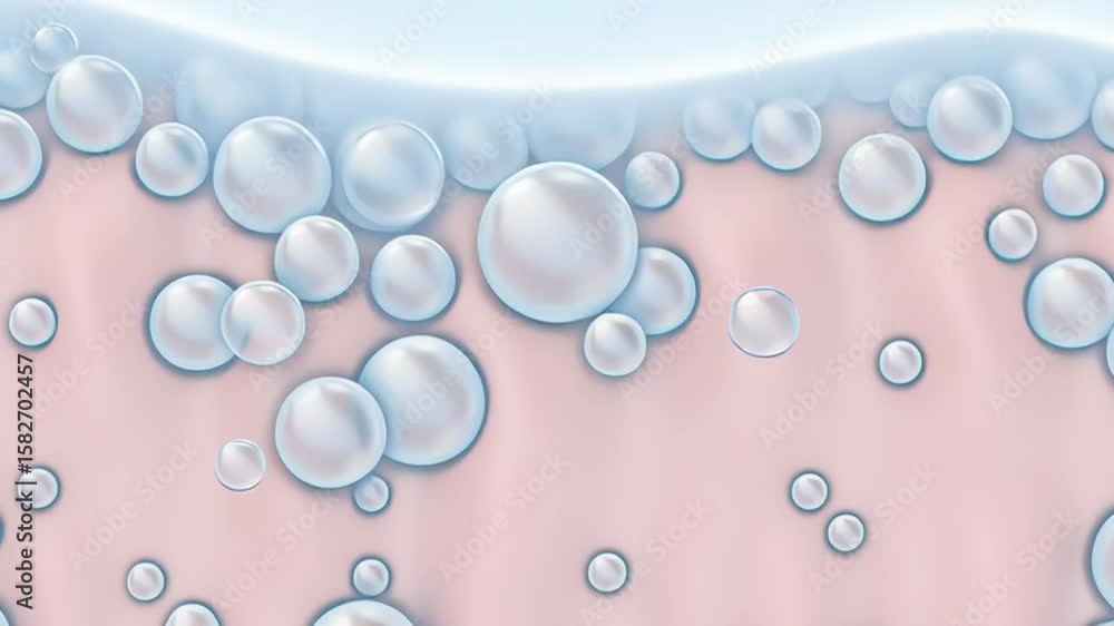 Aufkleber animation. bubbles floating on a clear blue surface create a serene and refreshing atmosphere, showc