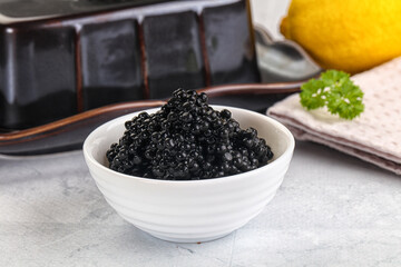 black sturgeon caviar in the bowl