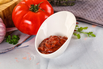 Salsa dip with chili and tomato
