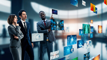 3d image, concept, vr, virtual reality, video, image, businessperson, person, people, group,...