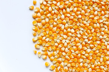 Yellow raw unpopped popcorn kernels