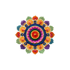 Diwali Rangoli isolated on a transparent background, in a PNG format