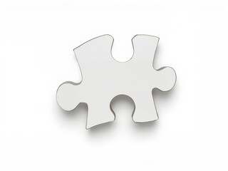 White jigsaw puzzle piece on plain background  