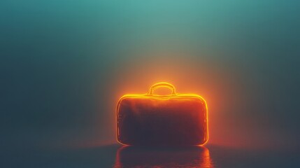 Glowing briefcase representing business and success in futuristic style