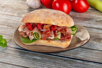 Ciabatta with cured parma and tomato