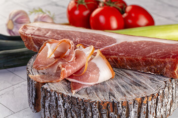 Dry parma pork meat piece