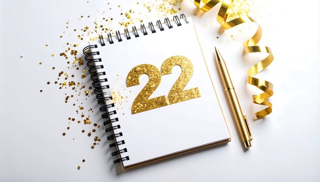 Gold number 22 on notepad