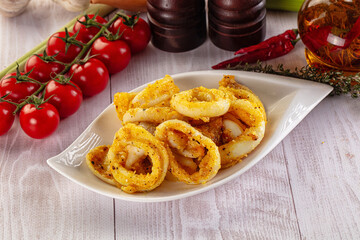 Roasted squid rings snack appetizer