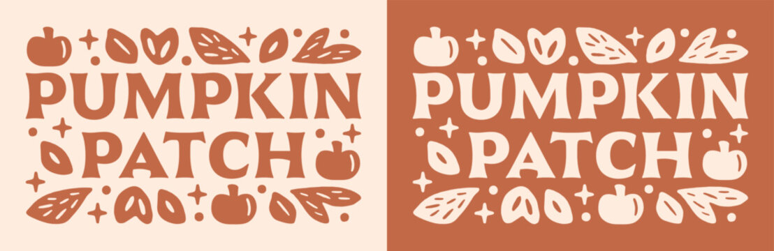 Pumpkin patch harvest farm festival sign logo printable banner header invitation card sticker design. Fall season Halloween thanksgiving activity witchy magical whimsical aesthetic poster print decor.