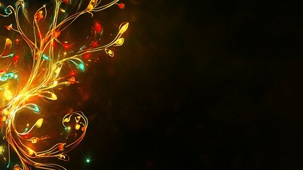 Abstract floral design with glowing lines and vibrant colors