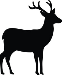 Obraz premium deer,antlers,silhouette,black and white,minimalist,digital art 