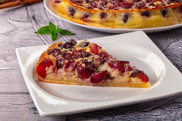 Crusty pie with fresh cherry