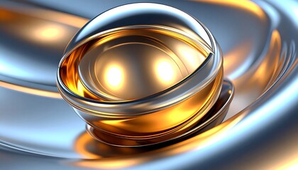 Golden sphere on metallic surface