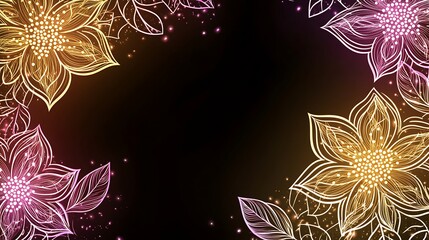 Abstract floral design with glowing outlines